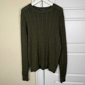 Brandy Melville Cable Knit Sweater Women OS Olive Green Preppy Coquette Academia